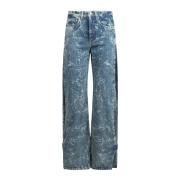 Wijdvallende Plooi Detail Jeans Paco Rabanne , Blue , Dames