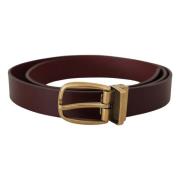 Klassieke Bruin Leren Riem met Gouden Metalen Gesp Dolce & Gabbana , B...