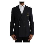 Navy Crown Bee Double-Breasted Blazer Dolce & Gabbana , Blue , Heren