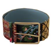 Luxe Canvas Leren Statement Riem Dolce & Gabbana , Multicolor , Dames