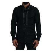 Elegant Slim Fit Tuxedo Dress Shirt Dolce & Gabbana , Black , Heren