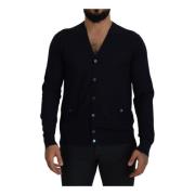 Luxe Donkerblauwe Cashmere Cardigan Sweater Dolce & Gabbana , Blue , H...