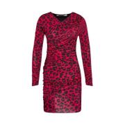 Rode en zwarte luipaardprint jurk Love Moschino , Red , Dames