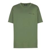 Losse T-shirt met Balain Signature borduurwerk Balmain , Green , Heren