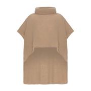 Elegante Mouwloze Rolhals Poncho American Dreams , Brown , Dames