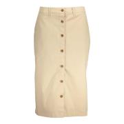 Beige Lange Rok met Knopen en Zakken Gant , Beige , Dames