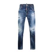 Slim-Cut Distressed Blauwe Jeans Dsquared2 , Blue , Heren