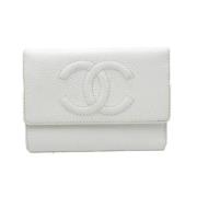 Pre-owned Leather wallets Chanel Vintage , White , Dames