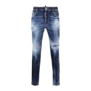 Gescheurde Denim Rode Label Jeans Dsquared2 , Blue , Heren