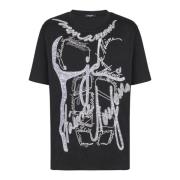 T-shirt met torso en 'Love Letter' borduurwerk Balmain , Black , Heren