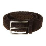 Bruin Suède Geweven Detail Riem Canali , Brown , Heren