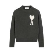 ADC Crew Neck Sweater Ami Paris , Gray , Dames