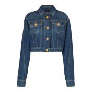 Geknipte vervaagde spijkerjas Balmain , Blue , Dames