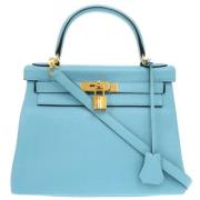 Pre-owned Leather handbags Hermès Vintage , Blue , Dames