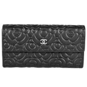 Pre-owned Leather wallets Chanel Vintage , Black , Dames