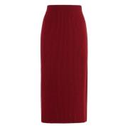 Geribbelde gebreide cashmere rok Malo , Red , Dames