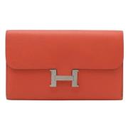 Pre-owned Leather wallets Hermès Vintage , Orange , Dames