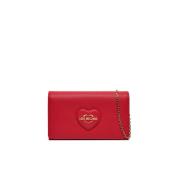 Rode Hart Clutch Tas met Gouden Logo Love Moschino , Red , Dames