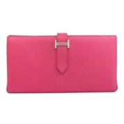 Pre-owned Leather wallets Hermès Vintage , Pink , Dames