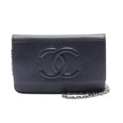 Pre-owned Leather wallets Chanel Vintage , Black , Dames