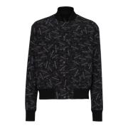 Gedrukt label bomberjack Balmain , Black , Heren