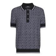 PB Labyrinth gebreid poloshirt Balmain , Black , Heren