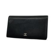 Pre-owned Leather wallets Chanel Vintage , Black , Dames