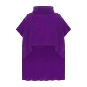 Elegante Mouwloze Poncho Diep Paars American Dreams , Purple , Dames