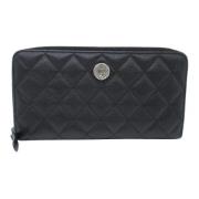 Pre-owned Leather wallets Chanel Vintage , Black , Dames