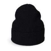 Gebreide Beanie met Brede Omslag Samsøe Samsøe , Black , Unisex