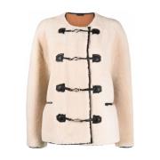 Shearling Clasp Jas TotêMe , Beige , Dames