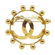 Pre-owned Metal brooches Chanel Vintage , Yellow , Dames