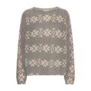 Noorse Pullover Grijs Wit Print American Dreams , Gray , Dames