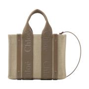 Bruine Woody Tote Tas met Kalfsleren Banden Chloé , Brown , Dames