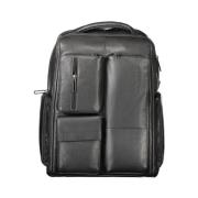 Zwarte leren rugzak Piquadro , Black , Heren