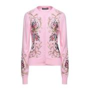 Bloemen Geborduurd Kasjmier Vest Dolce & Gabbana , Pink , Dames