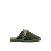 Mules Sandalen Olijf Logo Rubber Leer Suicoke , Green , Heren