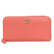 Pre-owned Leather wallets Chanel Vintage , Pink , Dames