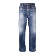 Blauwe Faded Straight-Leg Jeans Dsquared2 , Blue , Dames