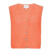 Alpaca Wol Vest in Papaya Punch American Dreams , Orange , Dames