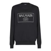 Gebreide trui met Couture-label Balmain , Black , Heren