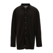 Zwarte Linnen Button-Up Shirt Corneliani , Black , Heren