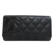 Pre-owned Leather wallets Chanel Vintage , Black , Dames