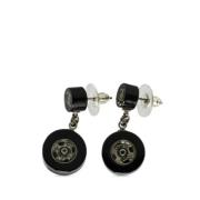 Pre-owned Plastic earrings Chanel Vintage , Black , Dames