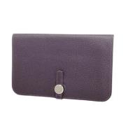 Pre-owned Leather wallets Hermès Vintage , Purple , Dames