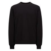 Crewneck Sweatshirt met Logo Patch Moncler , Black , Heren