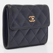 Pre-owned Leather wallets Chanel Vintage , Black , Dames