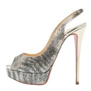 Pre-owned Fabric heels Christian Louboutin Pre-owned , Gray , Dames