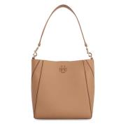 Leren emmer tas met metalen sluiting Tory Burch , Brown , Dames