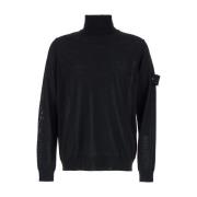 Zwarte Merinos Girocollo Sweaters Stone Island , Black , Heren